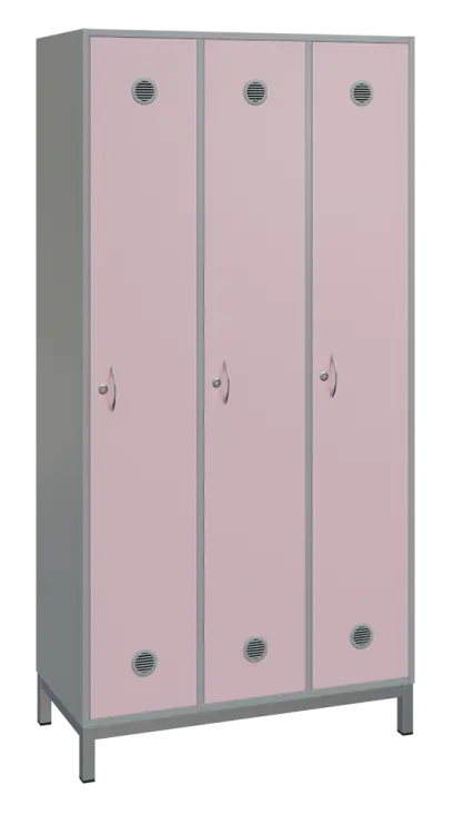 SSLN - 180 - 90 šatní skříň 3-dvéřová, 1800x900x400 mm, kovové nohy, korpus šedý, dvířka pastelově r